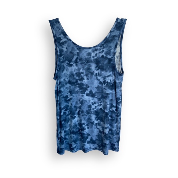 Blue Tie Dye Super Soft Ribbed Scoop Neck Tank 0X - Picture 2 of 3